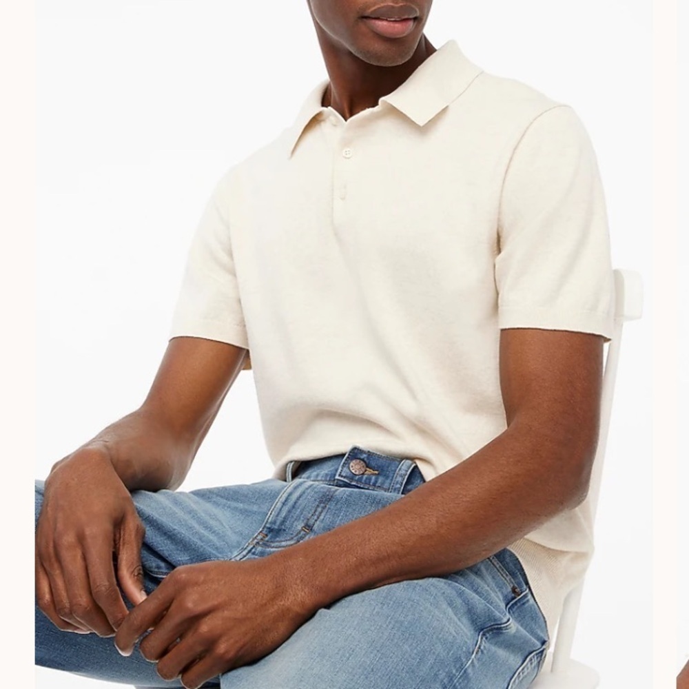NWOT j crew heather oatmeal Cotton sweater-polo
